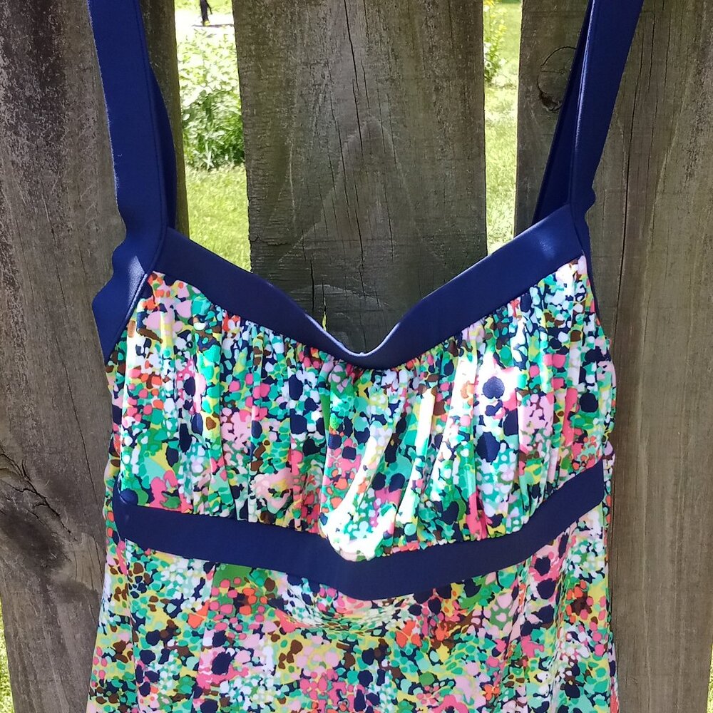 Rose Marie Reid Swimsuit One Piece Modest Print Size 12 Multicolor Padded - Picture 11 of 14